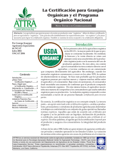 La Certificación para Granjas Orgánicas y el Programa Orgánico