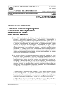 Lasituación relativa a los prerrogativas e inmunidades de la