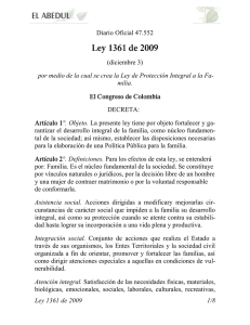 Ley 1361 de 2009 - Ley de Protección Integral a la Familia.