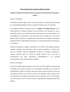 Intervención troica Argentina, Bolivia, Ecuador Empleo y trabajo
