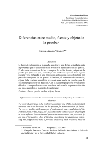 Diferencias entre medio, fuente y objeto de la prueba*