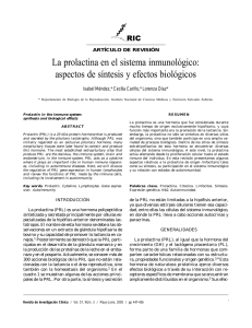 La prolactina en el sistema inmunológico: aspectos de síntesis y