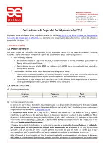 Cotizaciones a la Seguridad Social para el año 2016