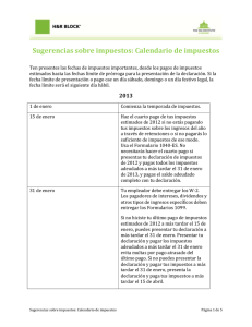 Sugerencias sobre impuestos: Calendario de impuestos