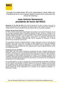 Juan Antonio Samaranch, presidente de honor del RACC