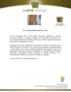 Dr. Carlos Eduardo Massé Narváez Dr. en Sociología por la