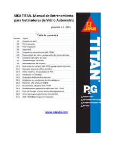 SIKA TITAN. Manual de Entrenamiento para Instaladores de Vidrio