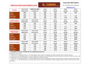 Tarifa de Correos 2016