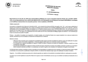 Resolución de liquidación de importes finales Ayudas Especiales