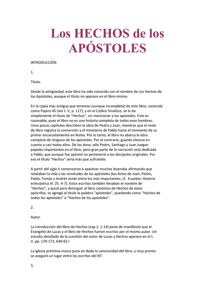 Los HECHOS de los APÓSTOLES