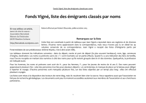 Fonds Vigné, liste des émigrants classés par noms