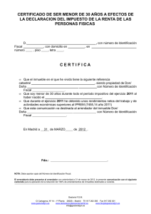 Certificado IRPF CERTIFICADO DE SER MENOR DE 30 AÑOS A
