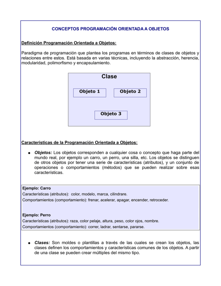 CONCEPTOS PROGRAMACIÓN ORIENTADA A OBJETOS