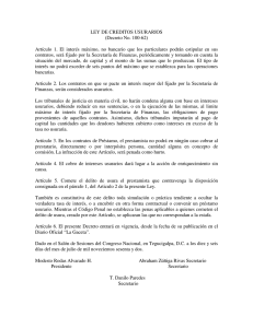 LEY DE CREDITOS USURARIOS (Decreto No. 100