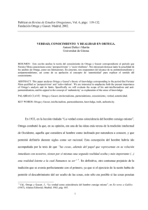 VERDAD, CONOCIMIENTO Y REALIDAD EN ORTEGA