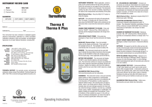 Therma K-Plus Operating Instructions
