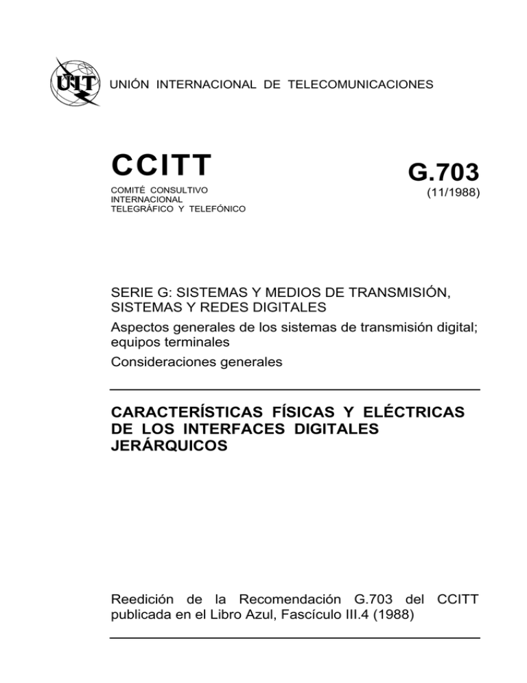 Rec. CCITT G.703 - CARACTER.STICAS F.SICAS Y EL.CTRICAS