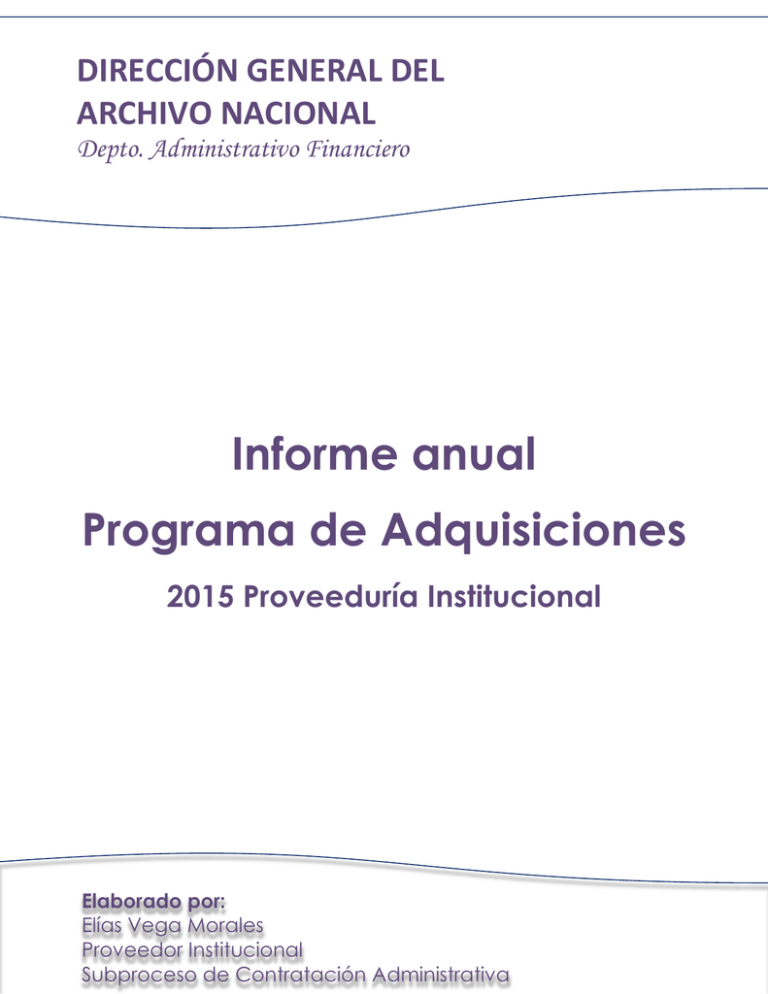 Informe Anual Programa De Adquisiciones