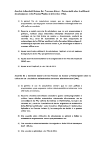 Acord de la Comissió Gestora sobre l`ús de Calculadores en les