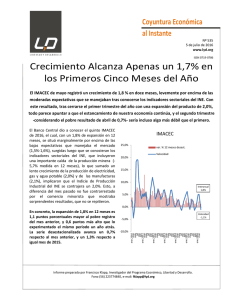 Crecimiento Alcanza Apenas un 1,7% en los Primeros Cinco Meses