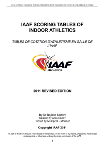 IAAF Scoring Tables of Indoor Athletics 2011