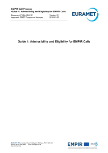 Admissibility and Eligibility for EMPIR Calls