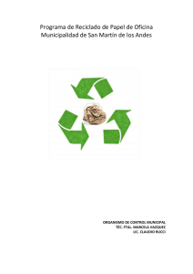 Programa de Reciclado de Papel de Oficina Municipalidad de San