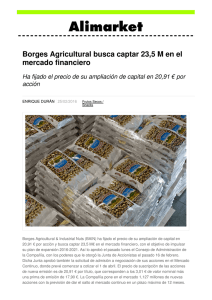 Borges Agricultural busca captar 23,5 M en el mercado