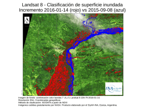 Landsat 8 - Clasificación de superficie inundada Incremento 2016
