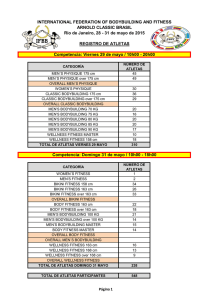 Competencia: Domingo 31 de mayo / 10h00 - 18h00