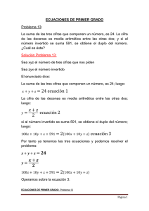 Solución ecuaciones primer grado problema 13