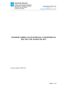 INFORME SOBRE LOS FENÓMENOS ATMOSFÉRICOS DEL DÍA 9