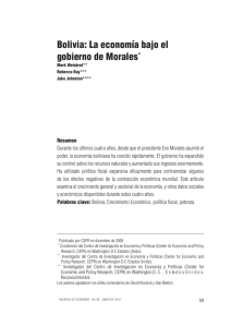 Bolivia: La economía bajo el gobierno de Morales*