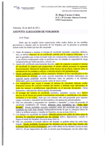 D. Hugo Cal`ncs Colcto ASUNTO: EJECUCIÓN DE FORJADOS