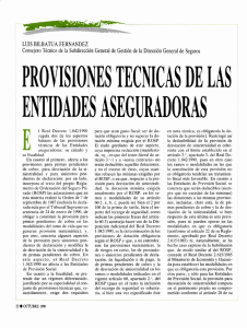 PROVISIONES TECNICAS DE LAS ENTIDADES ASEGURADORAS