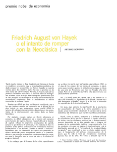 Premio Nobel de economía, Friedrich August Von Hayek o el intento