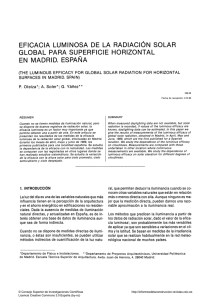 Eficacia luminosa de la radiación solar global para superficie