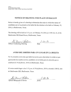 notice of drawing for place on ballot