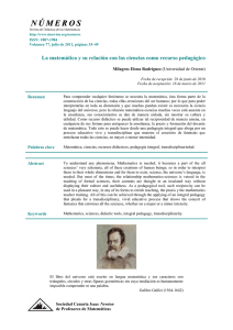 La matemática y su relación con las ciencias como recurso