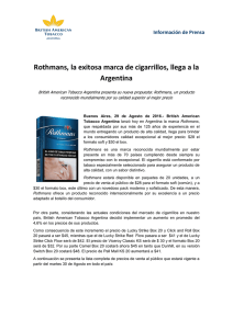 Rothmans, la exitosa marca de cigarrillos, llega a la Argentina