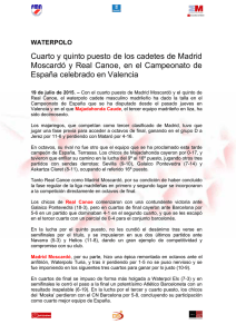Cuarto y quinto puesto de los cadetes de Madrid Moscardó y Real
