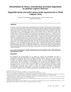 Necesidades de lisina y aminoácidos azufrados - E-journal