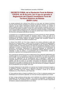 DECRETO FORAL de la Diputación Foral de Bizkaia 118/2016, de