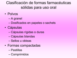 Clasificación de formas farmacéuticas sólidas para uso oral