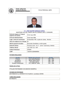 Poder Judicial del Estado De Morelos FICHA PERSONAL IMIPE LIC