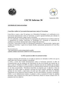 Costa Rica ratifica la Convención Interamericana contra el Terrorismo