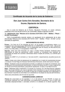 Certificado de Acuerdo de la Junta de Gobierno Don Juan Carlos