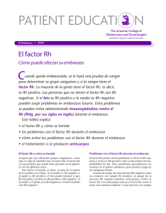 Patient Education Pamphlet, SP027, El factor Rh