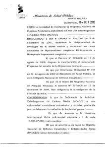 Pesquisa Neonatal la Deﬁciencia de Acil