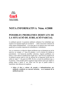 NOTA INFORMATIVA Núm. 4/2008 POSSIBLES PROBLEMES